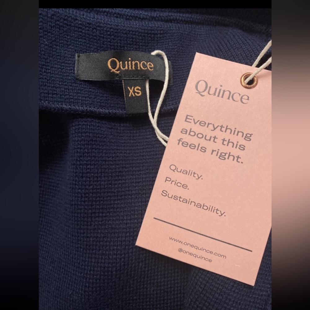 Quince Navy Blue Organic Cotton Knit Blazer Jacket Long Sleeve sz XS Women's NWT - Picture 4 of 6